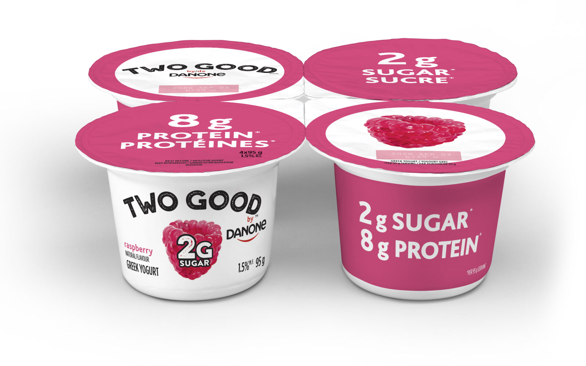 Yogourt grec aux framboises à faible teneur en sucre